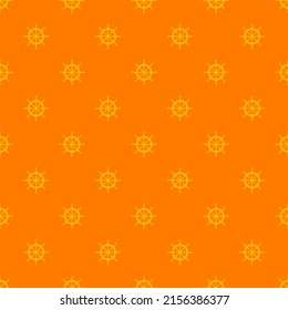 Orange seamless pattern with yellow boat wheel.