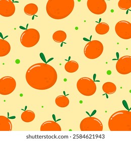 Orange seamless pattern with yellow illustration. Fruit vector. Can be used for wallpaper, print and paper wrapping
