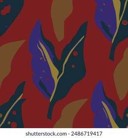 Orange Seamless Summer Spring Shape Background. Green Repeated Contemporary Organic Element, Seamless Backdrop. Vibrant Seamless Decoration Bloom Surface Pattern. 