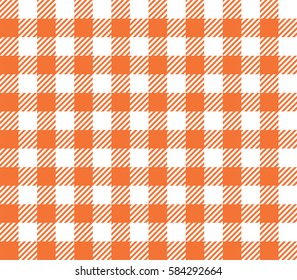 Orange seamless table cloth with plaid gingham picnic pattern.