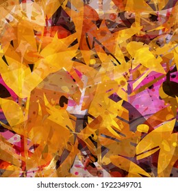 Orange seamless texture with different shapes. Autumn floral motif Abstract vector background for web page, banners backdrop, fabric, home decor, wrapping