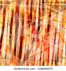 Orange seamless texture with dots, stripes. Abstract vector background for web page, banners backdrop, fabric, home decor, wrapping