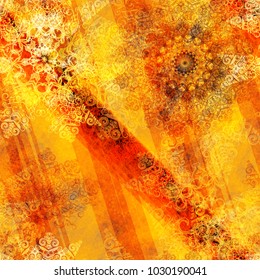 Orange seamless texture. Stripes and decorative elements as mandala. Abstract vector background for web page, banners backdrop, fabric, home decor, wrapping