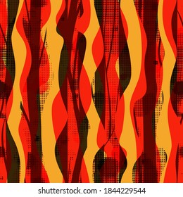 Textura sin costura de color naranja con franjas onduladas verticales. Resumen de fondo vectorial para página web, fondo de banners, tela, decoración doméstica, envoltura