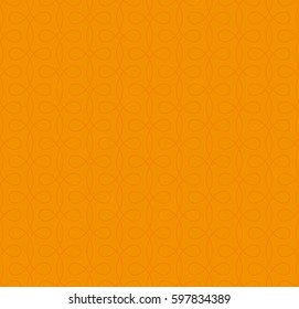 Orange Seamless Thin Swirls Pattern. Tileable Geometric Outline Ornate. Vintage Flourish Vector Background for Retro Design.