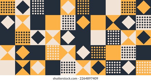 Baldosas sin fisuras de color naranja con hombros y puntos. Imprimir para portátiles, almohadas, tejidos, empaque, papel pintado. Baldosa cuadrada sin fisuras del vector.