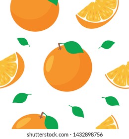 Orange seamless vector pattern. Orange fruit flat vector background