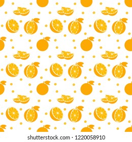 Orange seamless vector pattern with illustrator.concept of healthy eating. Food texture.