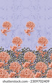 orange seamless vector stock flowers with leaf border body pattern on abstract background