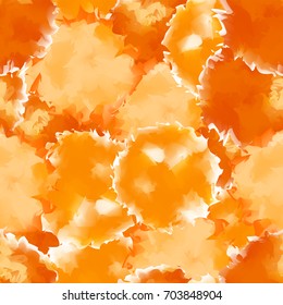 Orange seamless watercolor texture background. Delightful abstract pattern, expressive messy vector illustration.