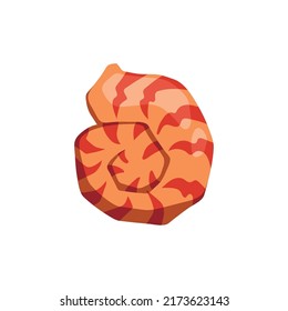 Orange seashell. Isolated cartoon shell. Sea aniamal icon. Vector illustration