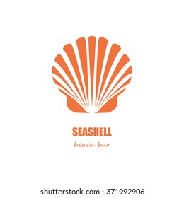 Orange Seashell Silhouette Beach Bar Company Or Restaurant Logo