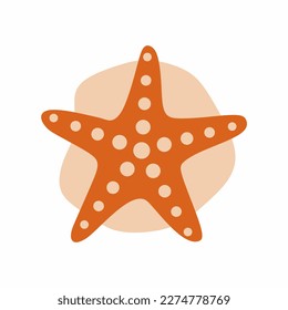 Orange seastar hand drawn cartoon style