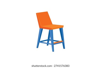 Orange seat stool with blue legs geometric minimalist furniture