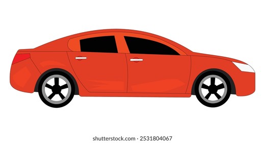 Orange Sedan car transportation vector illustration.