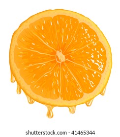 Orange Segment with drops.Gradient only. No mesh. It is organised on levels. Serio of images. Look my portfolio for reception of many images at this theme.
