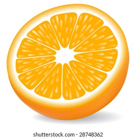 Orange segment isolated on a white background. Vector illustration.