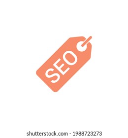 icono de etiqueta de color naranja seo estilo plano aislado en fondo blanco