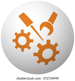 Orange Service icon on sphere isolated on white background