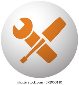 Orange Service icon on sphere isolated on white background