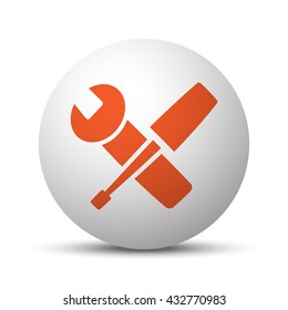 Orange Service icon on white ball