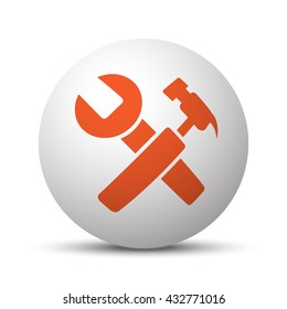 Orange Service icon on white ball