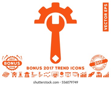 Orange Service Tools icon with bonus 2017 year trend elements. Vector illustration style is flat iconic symbols, white background.
