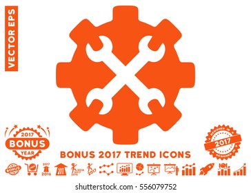 Orange Service Tools icon with bonus 2017 year trend design elements. Vector illustration style is flat iconic symbols, white background.