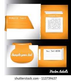 orange set of banners and labels