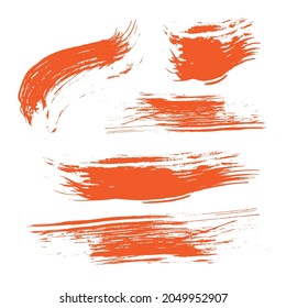 Orange Set Of Hand Drawn Brush Graffiti. Acrylic Paint. Watercolor Splash. Distress frame. Artistic Dirty Canva. Distress Brushes. Grunge Design. Brush Painting. Distress Wallpaper.