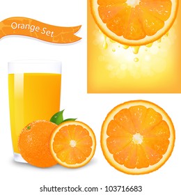 Orange Set, Isolated On White Background, Vector Illustration