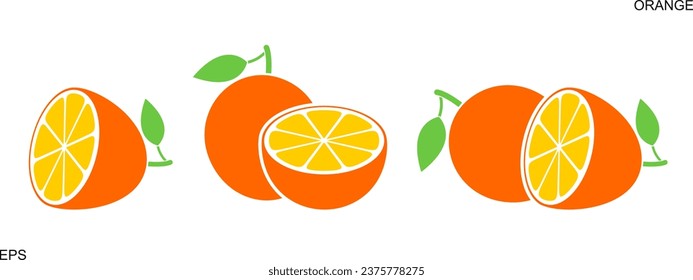Orange set. Isolated orange on white background