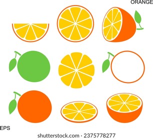 Orange set. Isolated orange on white background