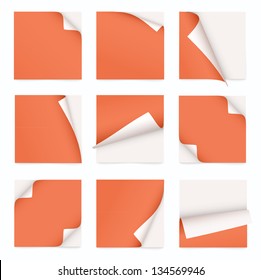 orange set of note paper with curled corner