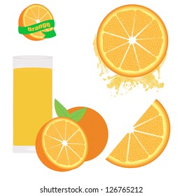 Orange set on white background, vector illustration
