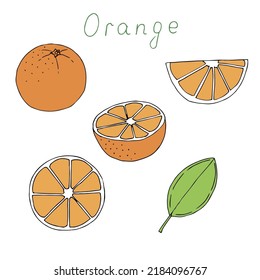 Orangefarbene Vektorgrafik, handgezeichnete Skizze