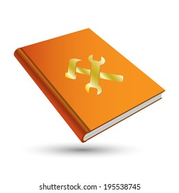orange setting book with gold option 3d icon tools