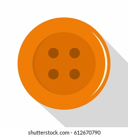 Orange sewing button icon. Flat illustration of orange sewing button vector icon for web isolated on white background