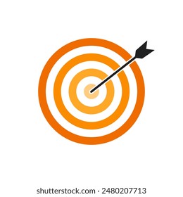 Orange shade bullseye dart target icon. Dart target goal marketing sign. Arrow dart logo vector. Winner dart sign.