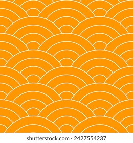 Orange Schatten des japanischen Wellenmusters Hintergrund. Japanischer nahtloser Mustervektor. Wellenhintergrund Illustration. für Kleidung, Wickelpapier, Hintergrund, Hintergrund, Geschenkkarte.