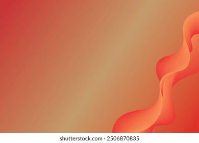 Orange shaded background with 3D waves. gradient modern background.