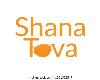 Orange Shana Tova, jüdisch glückliches neues Jahr Rosh Hashanah Gruß mit Orangefarbener Gesichtsmaske