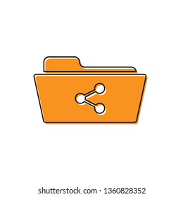 Orange Share folder icon isolated on white background. Folder sharing. Folder transfer sign. Vector Illustration