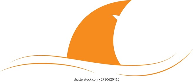 Orange Shark Fin in Ocean Waves