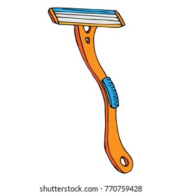 Orange Shaver. Safety razor. Vector illustration.