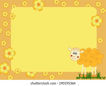 orange sheep illustration in a frame