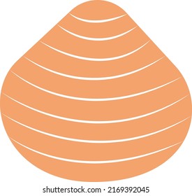 Orange shell with lines. Summer concept with vector seashell Ocean element in flat style for web or print.