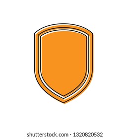 Orange Shield icon isolated on white background. Guard sign. Vector Illustration