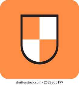 orange shield icon on orange circle background