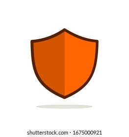 Orange Shield Icon in trendy flat style isolated on white background. Shield symbol for your web site design, logo, app, UI. Vector illustration